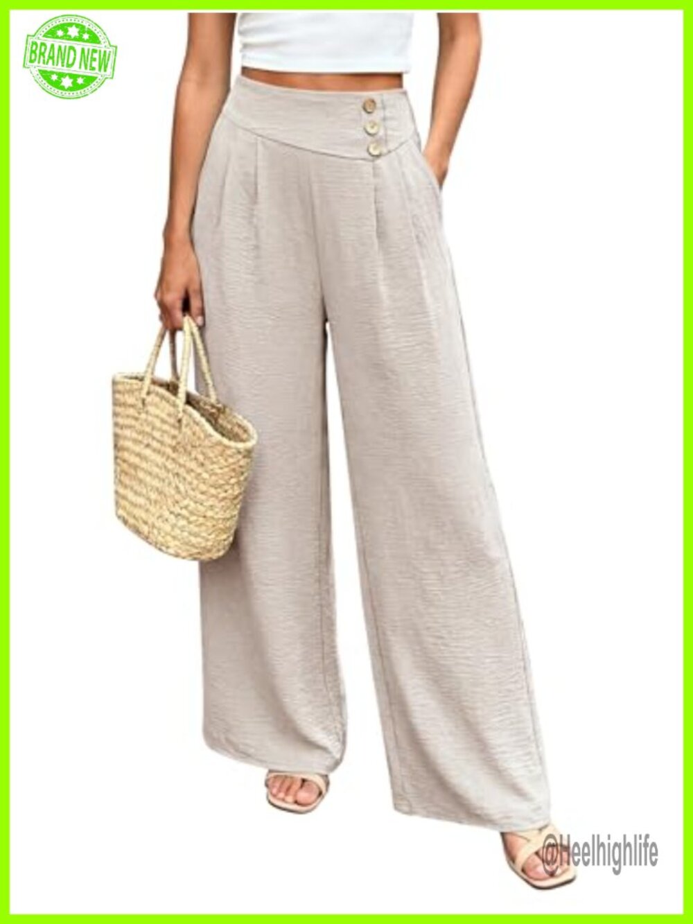 Wide Leg Palazzo Pants Women High Waisted Flowy Lounge Trousers Pockets